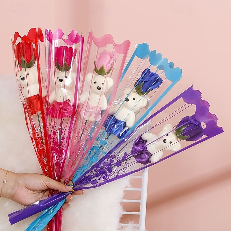 Romantic Bear Soap Bouquet, Ideal Gift for Mother's Day, Valentine's Day, Father's Day, Christmas, Wedding Party, and Home Decoration, Simulation Flower for Event Promotion 2025 - $7.99 –P1