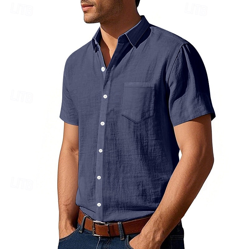 Per uomo Camicia Camicia di lino Camicia casual Camicia con Bottoni Camicia di cotone Semplice Vacanza Streetwear Giallo scuro Nero Bianco Blu marino Manica Corta Collo ripiegato Estate Abbigliamento del 2025 a $18.99 –P9
