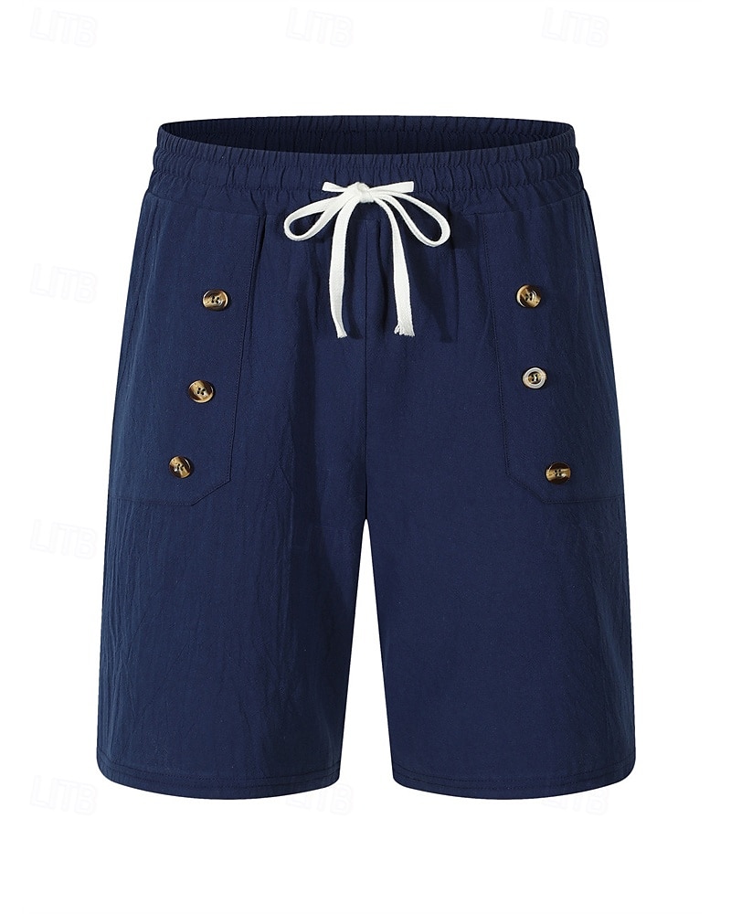 Hombre Pantalón corto Pantalones cortos de lino Pantalones cortos de verano Pantalones cortos de playa Bolsillo Correa Cintura elástica Plano Comodidad Transpirable Corto Vacaciones Festivos Playa 2025 - $22.99 –P16