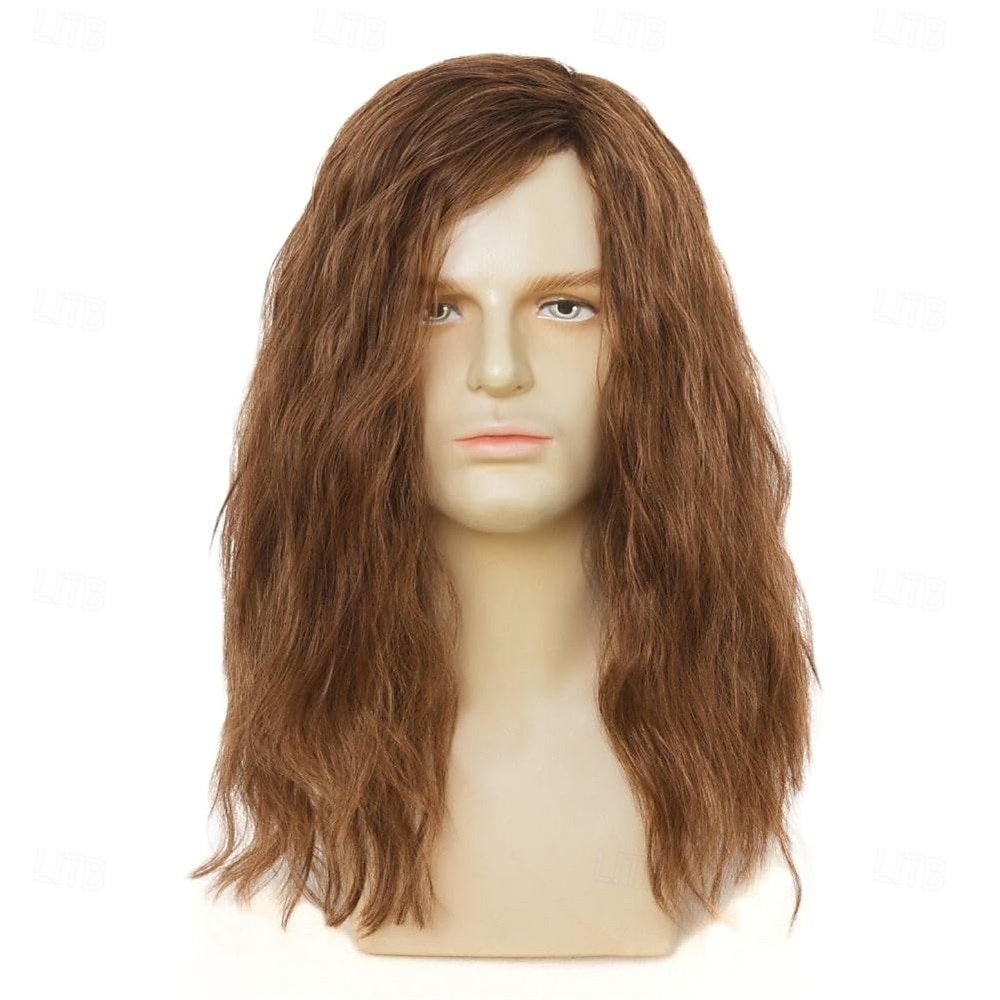 Parrucca Lunga Riccia Marrone da Uomo Anni '70 '80 Parrucca Sintetica con Divisione Fluffy per Uso Quotidiano Costume di Cosplay Parrucche di Halloween del 2025 a $27.99 –P1