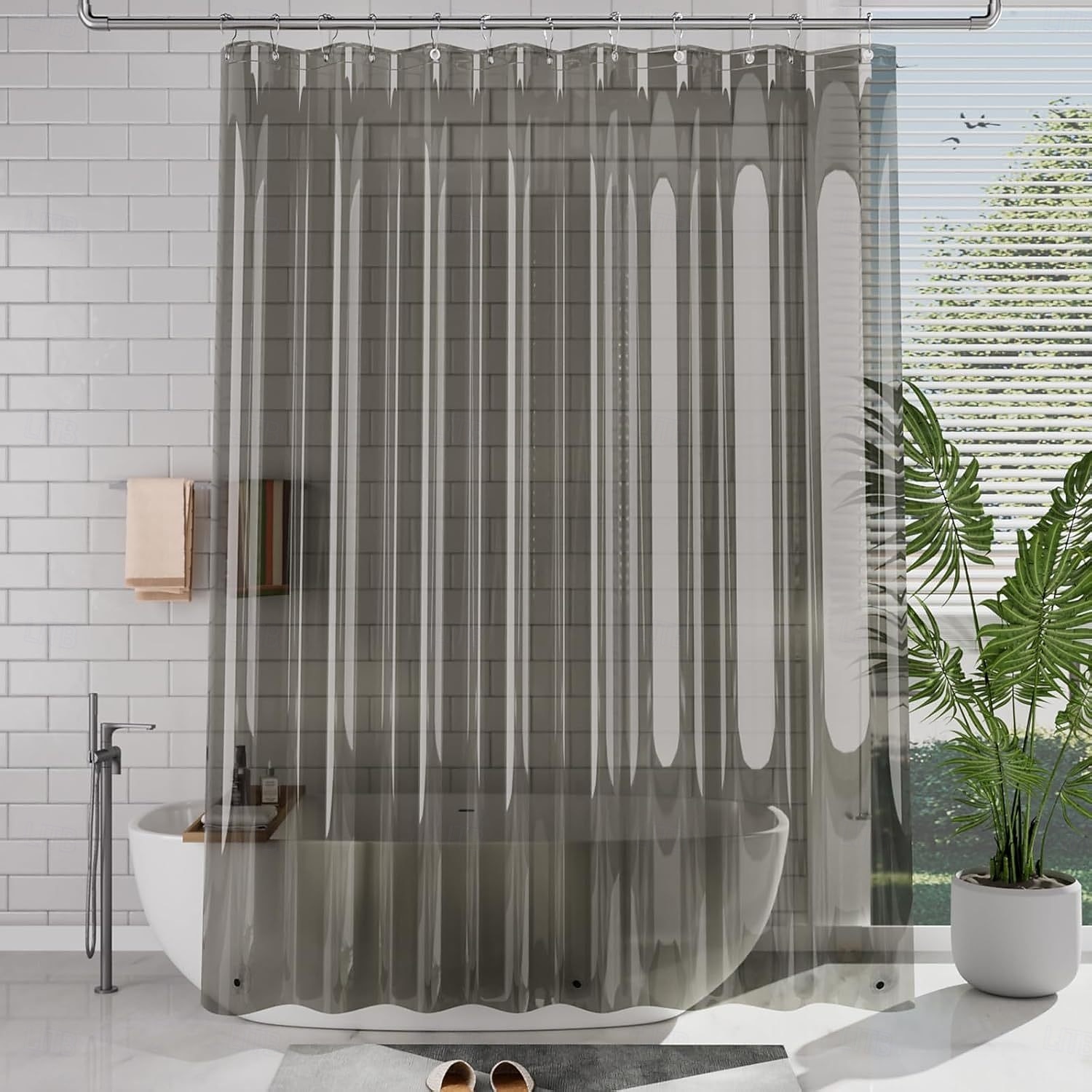 PEVA Shower Curtain Liner, 180x200cm 70"x79" Waterproof Transparent Black Shower Liner, Lightweight Plastic Shower Curtain Liners for Bathroom 12 Grommet Holes 2026 - $15.49 –P4
