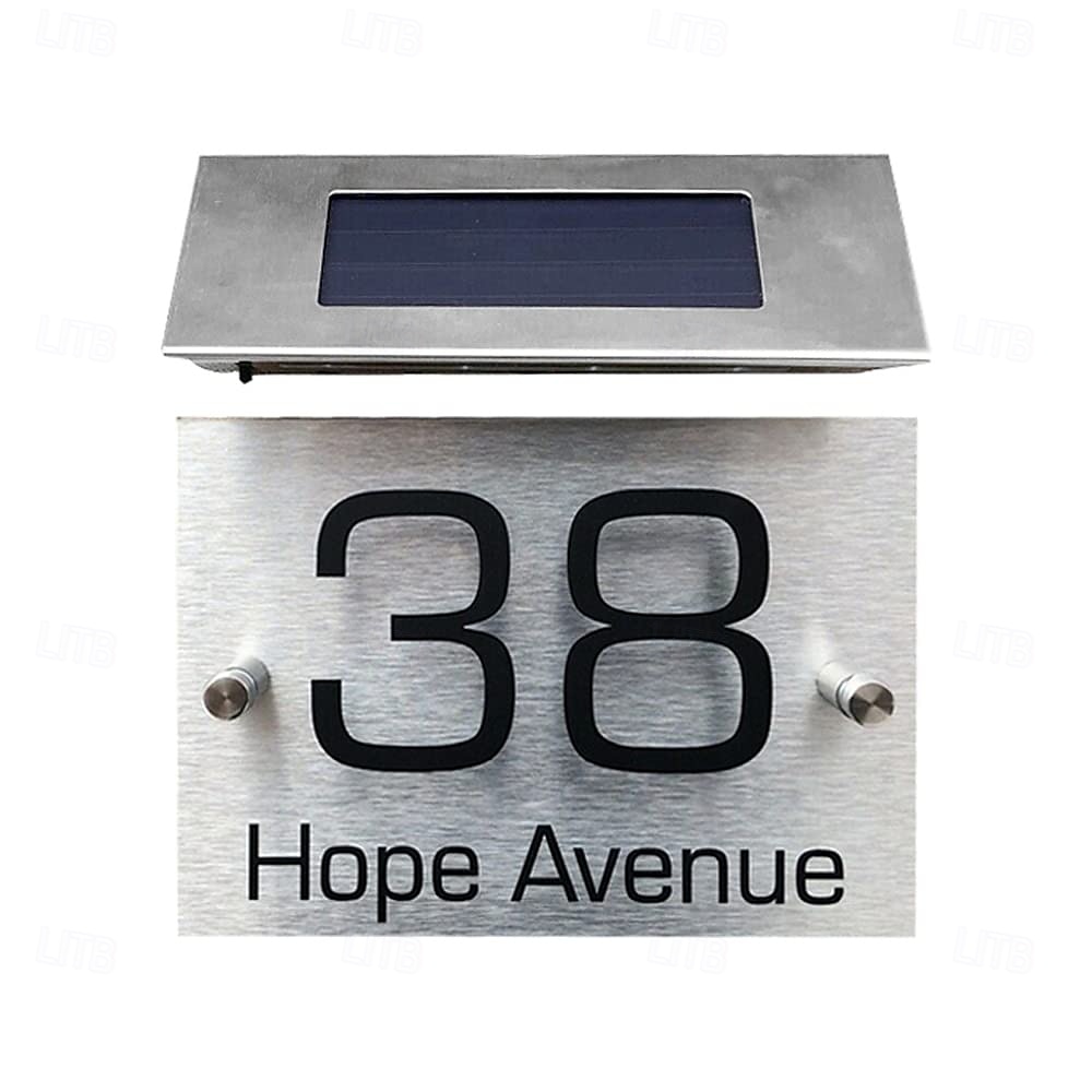 1 stück außen adresse lichter solar edelstahl wasserdichte tür anzahl licht hof garten villa straße zeichen haus anzahl lichter wand lichter 2025 - $32.99 –P1