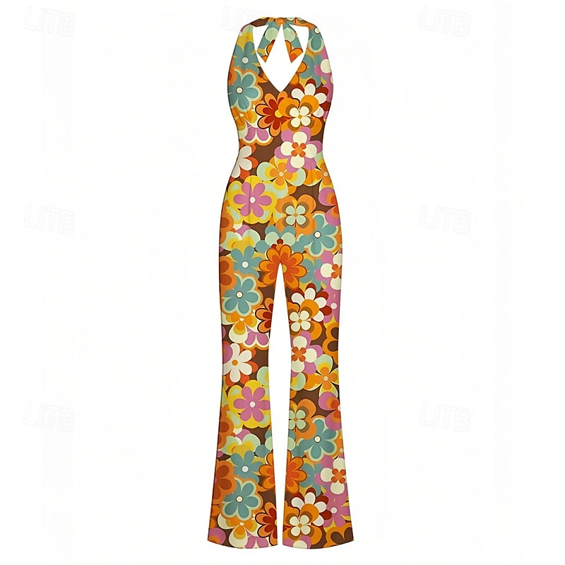 Retro Antiguo Boho Años 70 Pantalones acampanados Mono Hippie Disco Floral Disfraz Mujer Víspera de Todos los Santos Carnaval Vacaciones Festival de Música Festival Adulto Mono 2026 - $29.99 –P3
