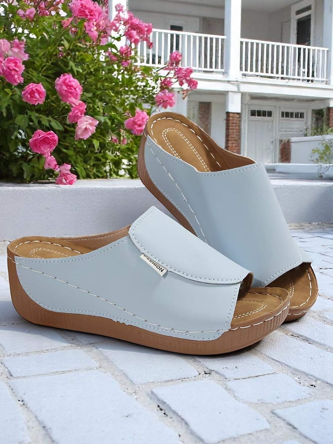 Women’s Light Blue Wedge Sandals – Open-Toe Slip-On Sandals with Soft Sole for Garden Walks and Summer Casuals 2025 - $19.99 –P1