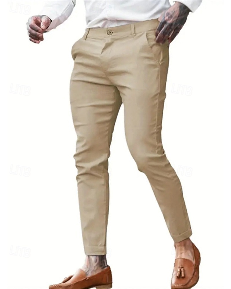 Per uomo Pantaloni Eleganti Aderente Pantaloni Chinos Bottoni Tasca Semplice Comodità Formale Feste Lavoro Moda Stile Classico Blu Cachi Micro-elastico del 2026 a $22.99 –P3