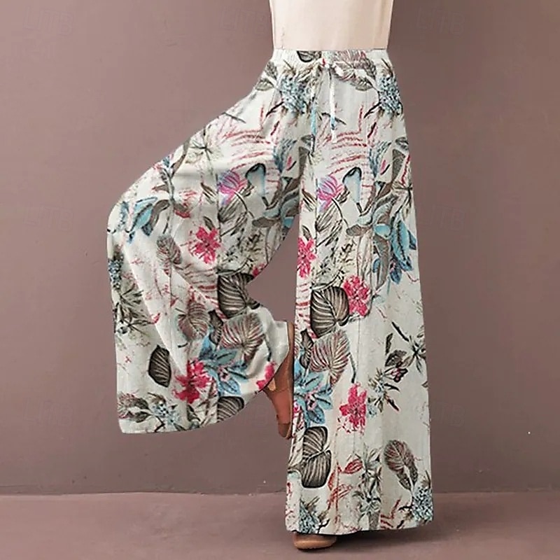 Per donna Pantaloni ispirati al lino Gamba larga Pantaloni Palazzo Streetwear Boho Lunghezza intera Misura del girovita medio Fiore Elastico in vita Traspirante Confortevole Micro-elastico All'aperto del 2025 a $17.99 –P3