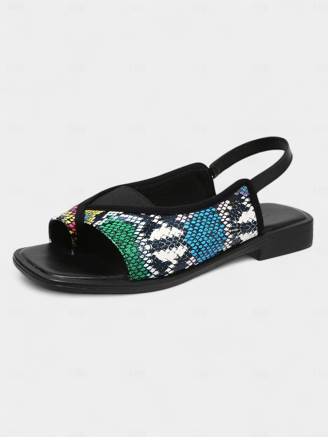 sandali da donna con cinturino posteriore aperto in arancione e nero - scarpe comode, comode e comode per appuntamenti estivi quotidiani e uscite del fine settimana del 2025 a $26.99 –P3