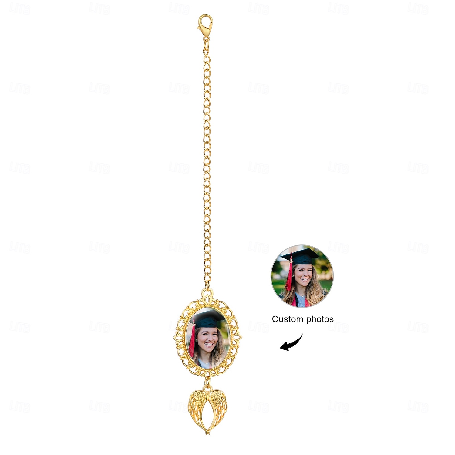 Pingente de borla de formatura personalizado com foto e asa de anjo, presente de formatura personalizado, pingente de boné de formatura dourado com foto personalizada, lembrança escolar estética para de 2025 por $9.99 –P4