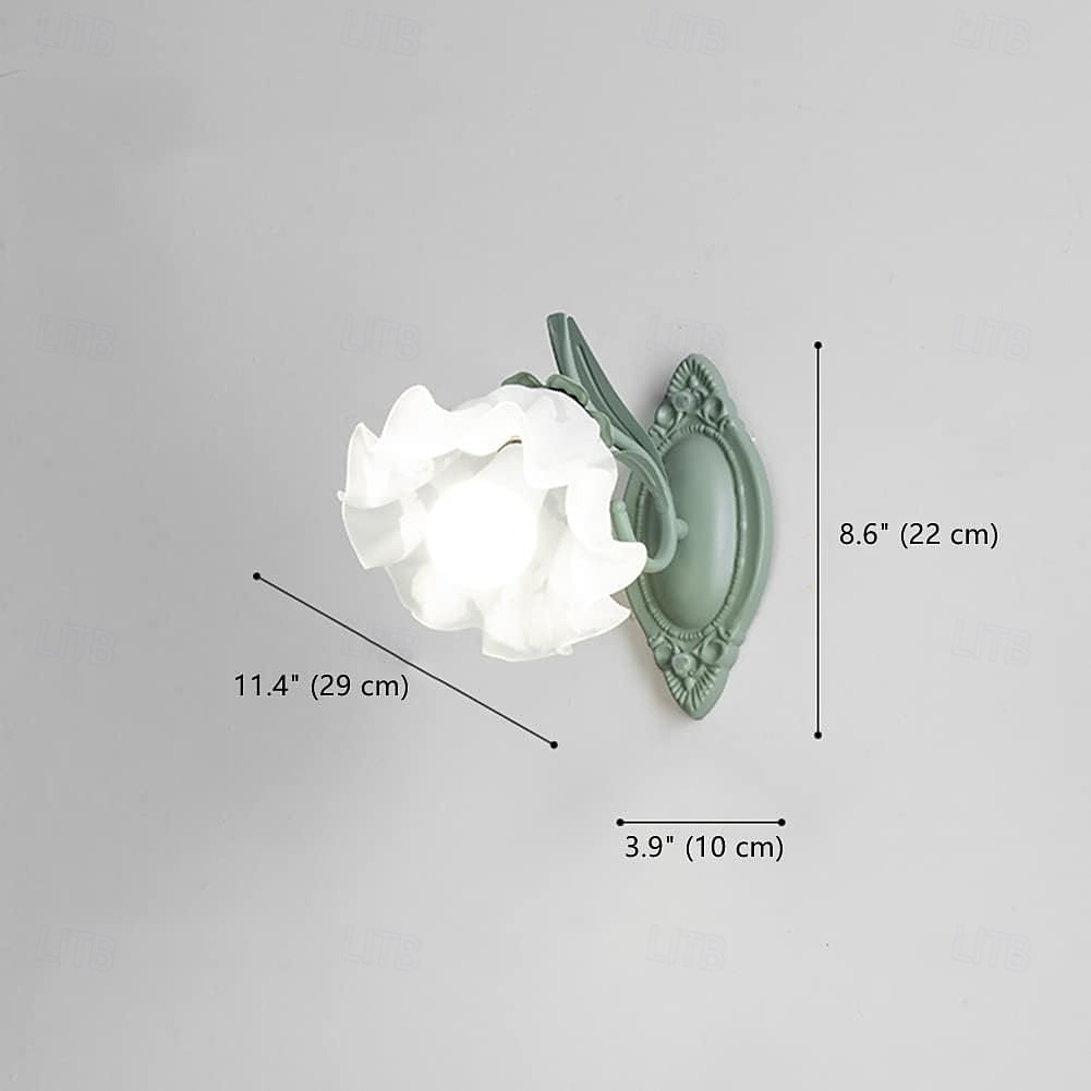Applique da parete moderna nordica verde, graziosa, in ceramica bianca, a forma di fiore, in vetro, stile rustico, per comodino, camera da letto per bambini, veranda, soggiorno, hotel. del 2025 a $66.99 –P5