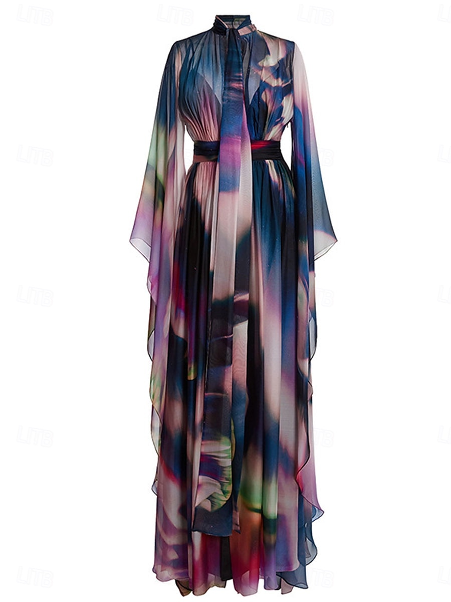 Robe Quinceanera A-Line Élégante Robe Formelle Mariage Longue à la Traîne Manches Longues Col Haut Chiffon avec Plis Robe Invité de Mariage de 2025 ? $149.99 –P1
