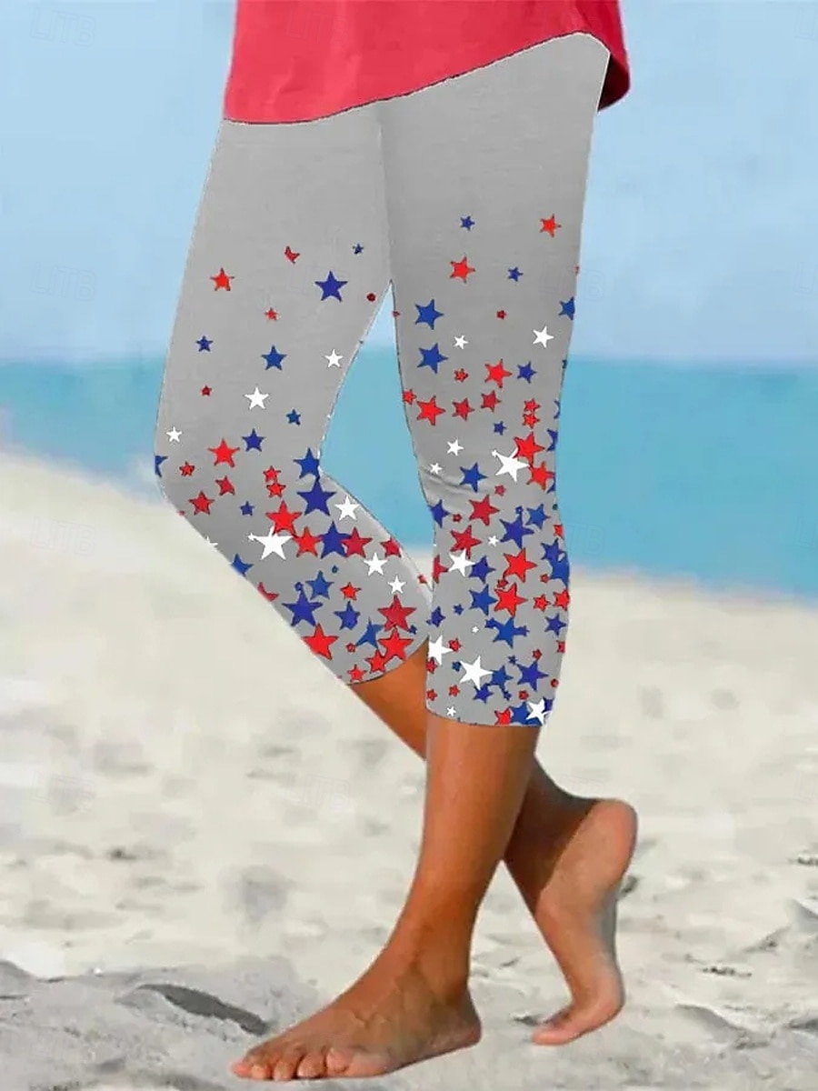 Leggings Patriotici da Donna Vacanza Moda Vintage Lunghezza Polpaccio Pantaloni a Vita Alta Stampa Grafica Bandiera Traspiranti Morbidi Elastici Formali Vacanza Ufficio del 2025 a $18.99 –P2