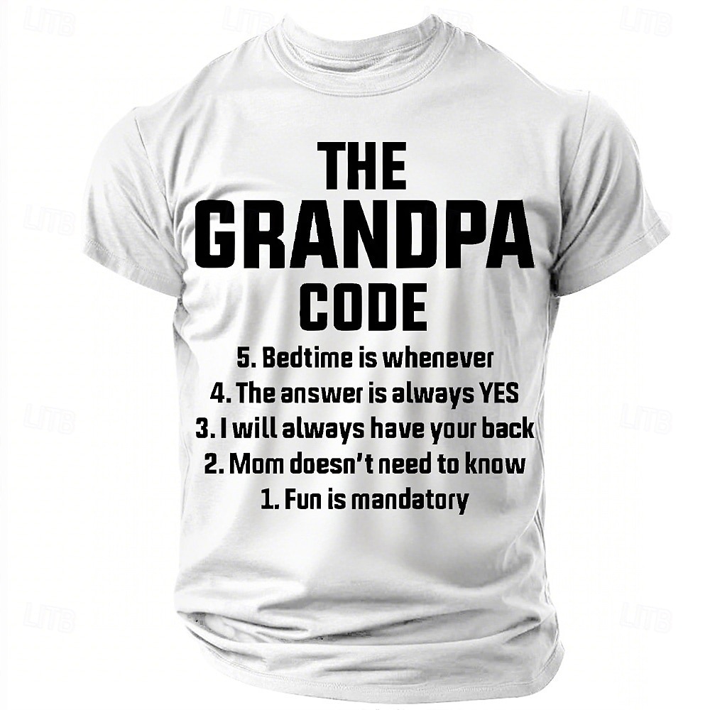 Men's Funny Grandpa Code Short Sleeve Graphic T-Shirt | Grandfather Rules Gift Tee 2025 - $17.99 –P1