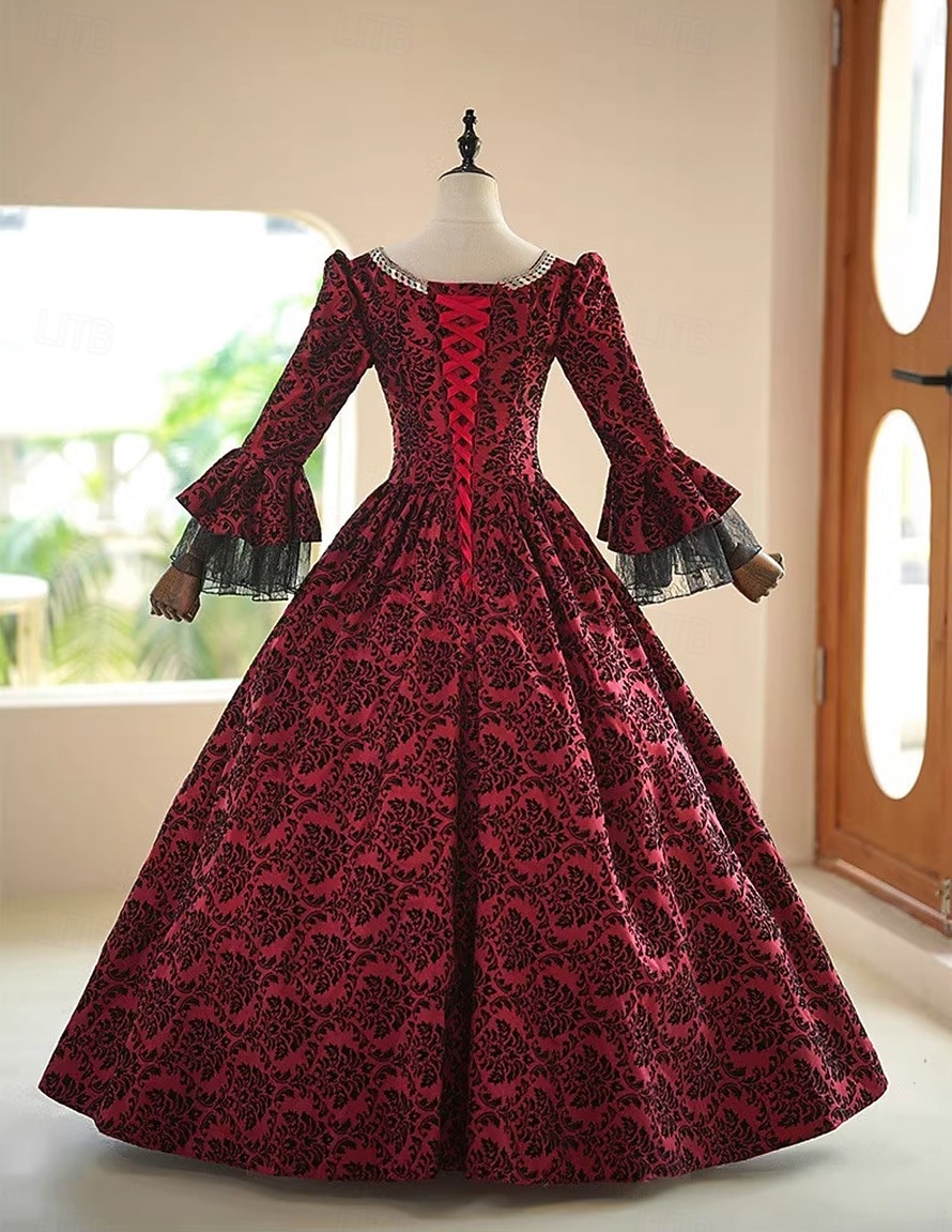 ancien Rococo Renaissance Maxi Robe Normal Juliette Princesse Mariée Plissé Volanté Princesse Col rond Déguisement Femmes Halloween Carnaval Mascarade Soirée Halloween Performance Adultes de 2026 ? $204.69 –P6