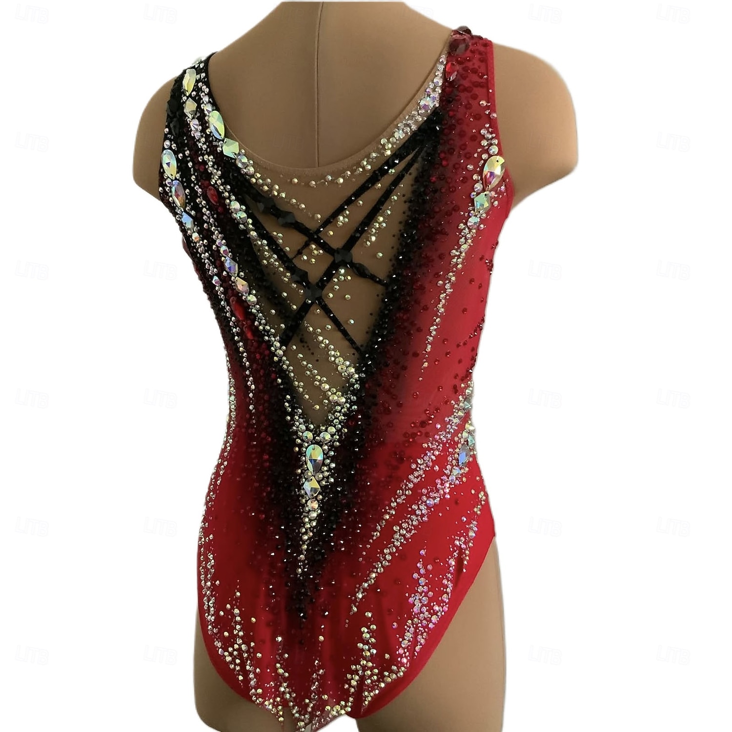 Dámský/dívčí dres na rytmickou gymnastiku, dres na krasobruslení, žlutý, s otvorem pro palec, barvení halo, vysoká elasticita, profesionální soutěžní bruslařské oblečení, krystaly/kamínky, bez rukávů 2025 - $507.89 –P2