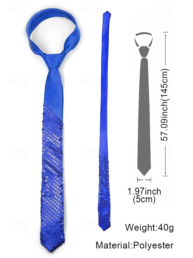 Men's Sequin Party Tie – Adjustable Sparkling Satin Necktie for Prom, Dance, Stage Performance, Nightclub and Costume Events 2025 - $11.99 –P10
