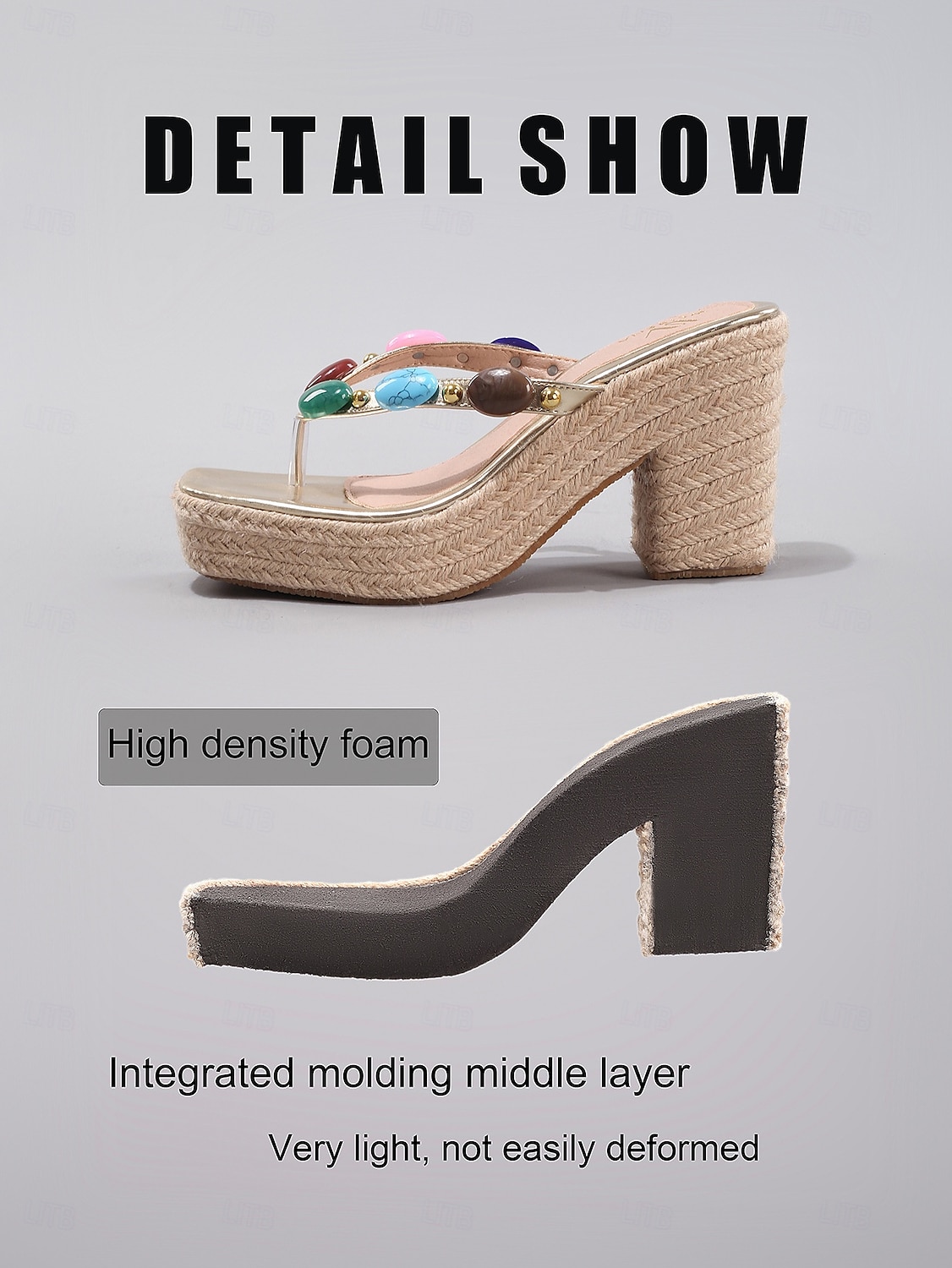 dameflip-flops med platåpynt og kileform – fargerike bohemske sandaler med espadrillesåle for strandferie, bassengfest og sommerferieanlegg 2025 - $34.99 –P2