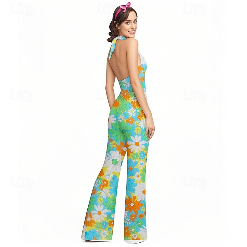 Retro Antiguo Boho Años 70 Pantalones acampanados Mono Hippie Disco Floral Disfraz Mujer Víspera de Todos los Santos Carnaval Vacaciones Festival de Música Festival Adulto Mono 2026 - $29.99 –P6