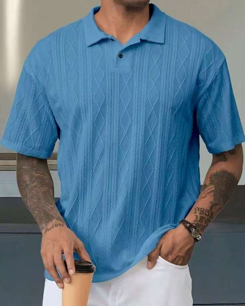 Men's Golf Shirt Golf Polos Shirts Work Casual Lapel Short Sleeve Basic Modern Plain Buttons Jacquard Summer Regular Fit Black White Blue Khaki Army Green Gray Golf Shirt 2026 - $18.99 –P1