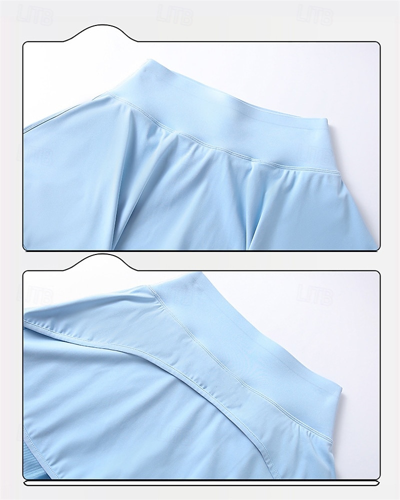 Dame Ensfarget Uformelt skjørt Tennisskjørt med leggings Drapering Sidelommer Hurtigtørkende Tennis Golf Pickleball Bunner Svart Hvit Blå Spandex Tennis klær 2026 - $26.99 –P7