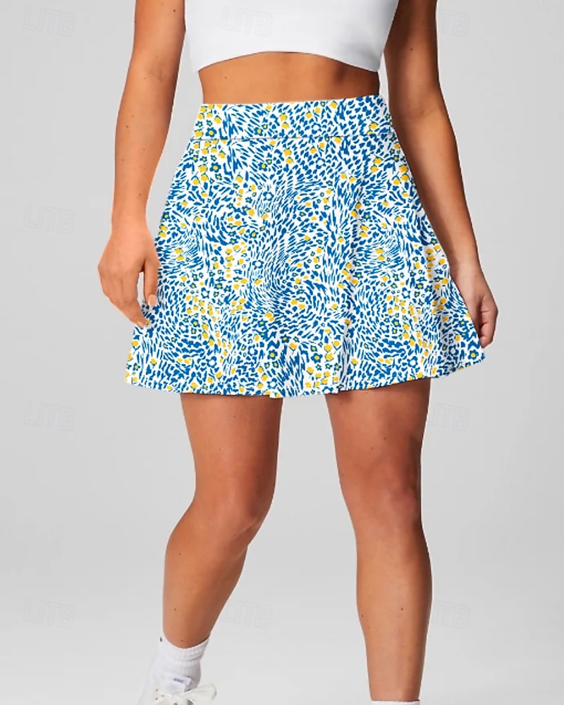 Damen Blumenmuster Lässiger Rock Tennisröcke mit Shorts Über dem Knöchel Feuchtigkeitsableitend Atmungsaktiv Tennis Golfspiel Pickleball Blau Orange Grün Tennisbekleidung 2026 - $22.99 –P2