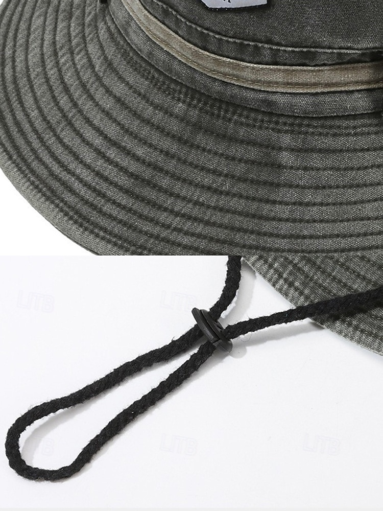 Chapeau de pêche d'extérieur pour homme avec mentonnière réglable, tissu en toile de coton, bord large enroulable classique, adapté aux activités estivales, à la randonnée et aux voyages de 2025 ? $14.99 –P10