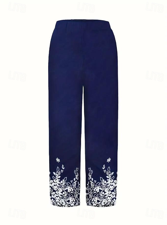Per donna Gamba larga Chinos Pantaloni Larghi Shorts da Spiaggia Vacanza Vintage Essenziale Lunghezza alla caviglia Vita Alta Floreale Grafico Stampa Calore Termico Morbido Traspirante Micro-elastico del 2026 a $24.99 –P6