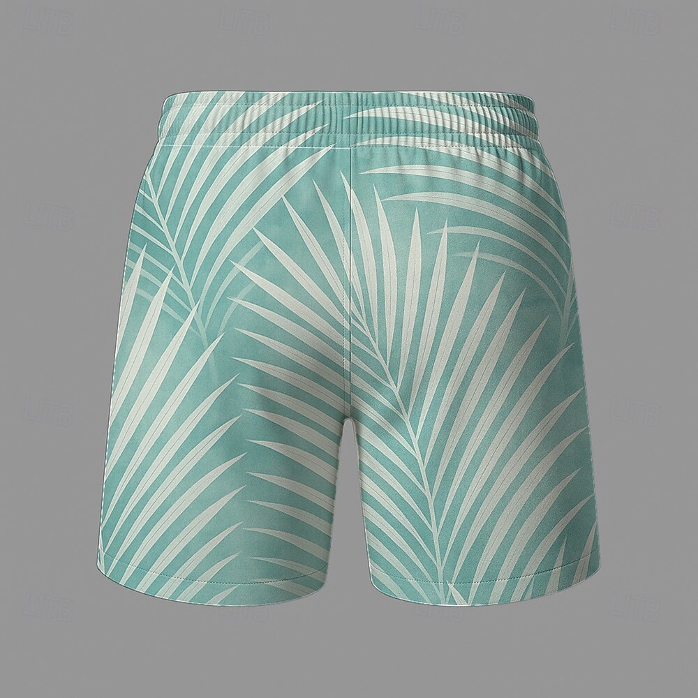 Herren Palmblatt Tropische Pflanzen Badehosen Badeshorts Boardshorts Mittlere Taille Streetwear Hawaiianisch Strandurlaub Seitentaschen Netzfutter Elastischer Kordelzug in der Taille Designer 2025 - $19.99 –P2