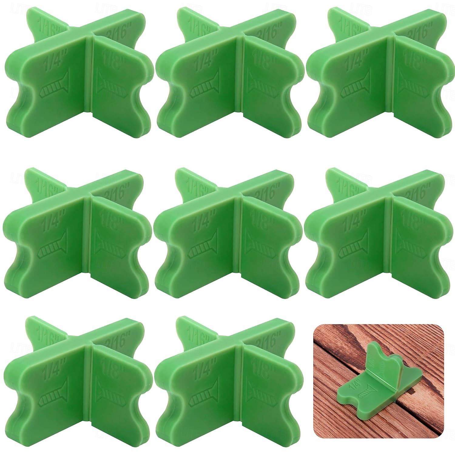 כלי ABS למרווחי דק, מרווחי קרש דק לעוביים (1/16", 1/8", 3/16", 1/4"), מרווחי דק ירוקים שונים עבור דק מרוכב שעבר טיפול בלחץ 2025 - $14.99 –P8
