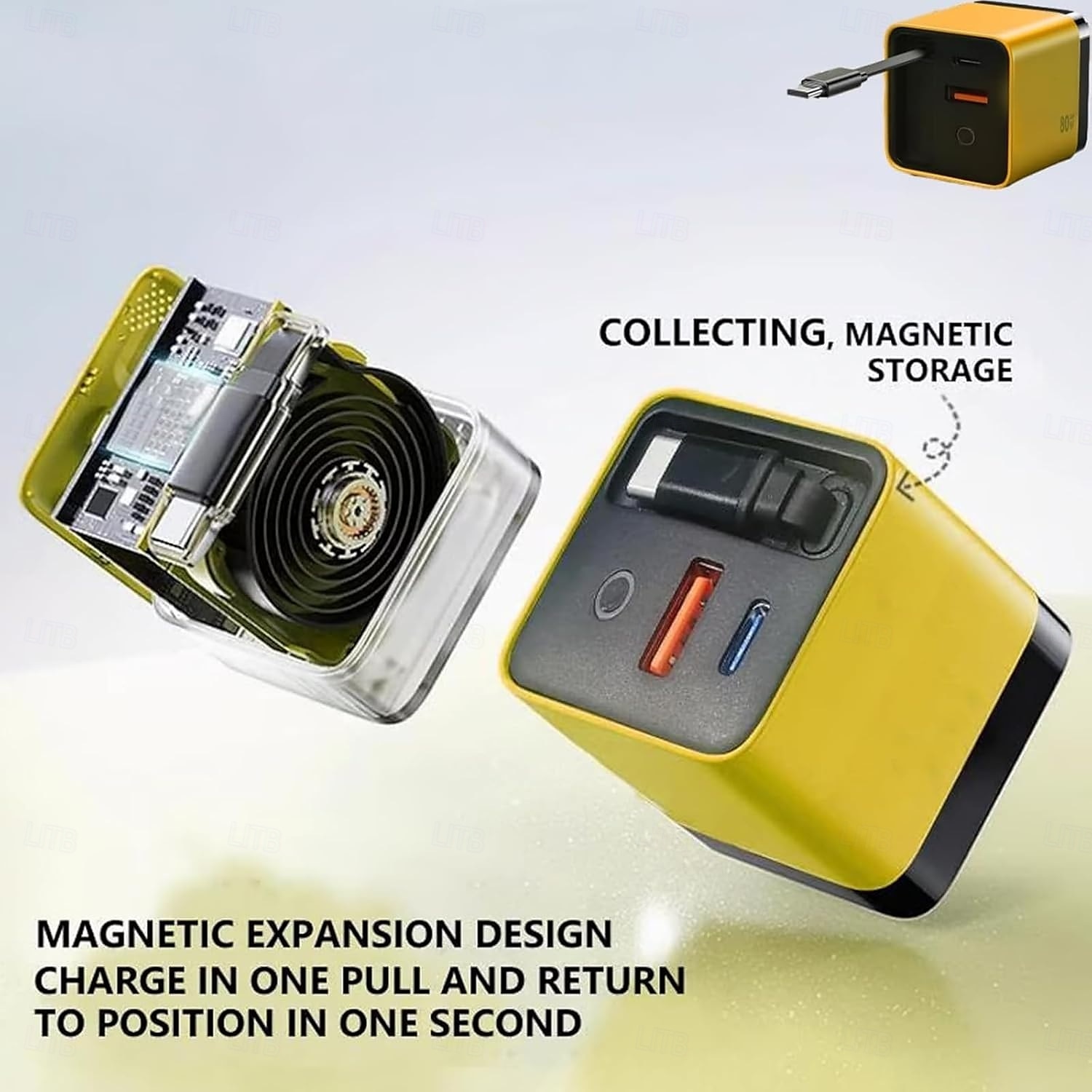3 in 1 GaN Charger,Scalable 80w Max Fast Charger Module with Type-C Cable and 2 USB Ports, for iPhone, Phone and Laptops 2025 - $28.99 –P5
