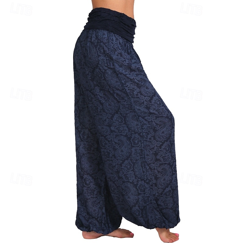 Damen Weites Bein Stoffhosen Hosen Hose Mode Boho Volle Länge Natürliche Taille Blumen Druck Bequem Außenbereich Outdoor Urlaub Alltagstauglich Magenta Saphir Marineblau Aprikose Sommer Normale 2025 - $19.99 –P17
