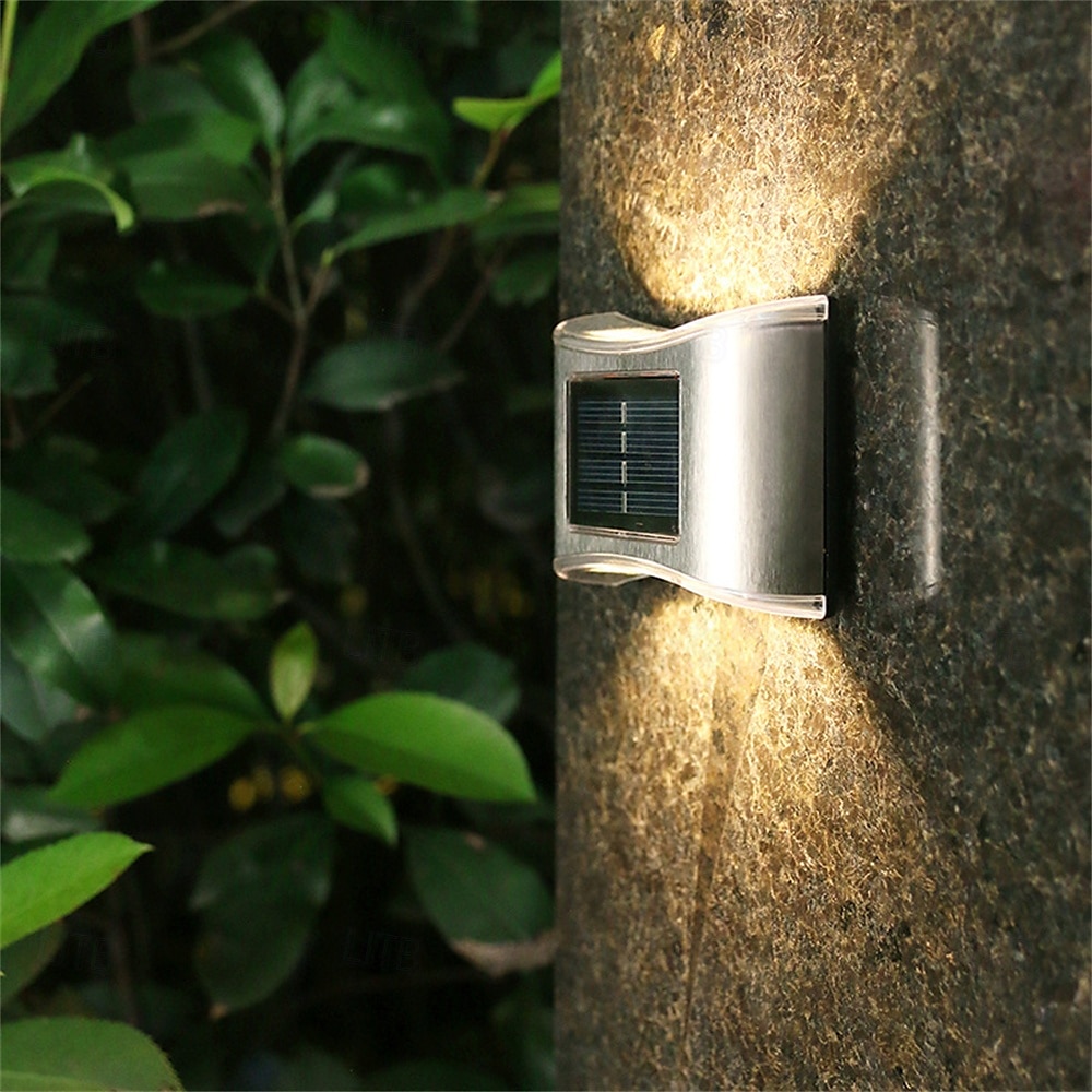Luminária de parede solar externa de aço inoxidável 6led, à prova d'água, para varanda, pátio, pátio, cerca, decoração noturna, fácil instalação, decoração de jardim, luminária de parede solar externa de 2025 por $14.99 –P6