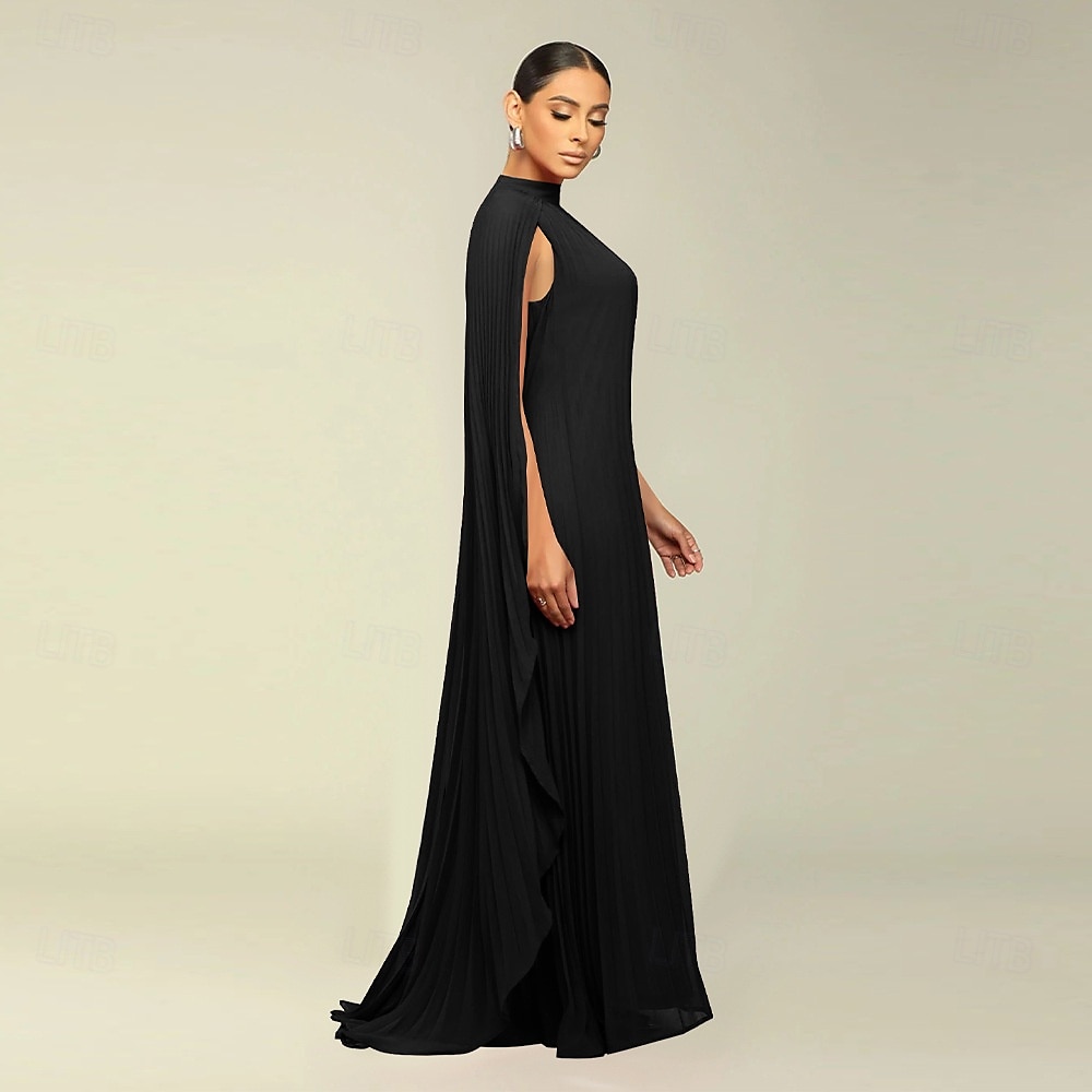 Abiti A-Line Quinceanera elegante abito formale matrimonio lunghezza al pavimento maniche lunghe scollo alto chiffon con pieghe del 2025 a $119.99 –P29