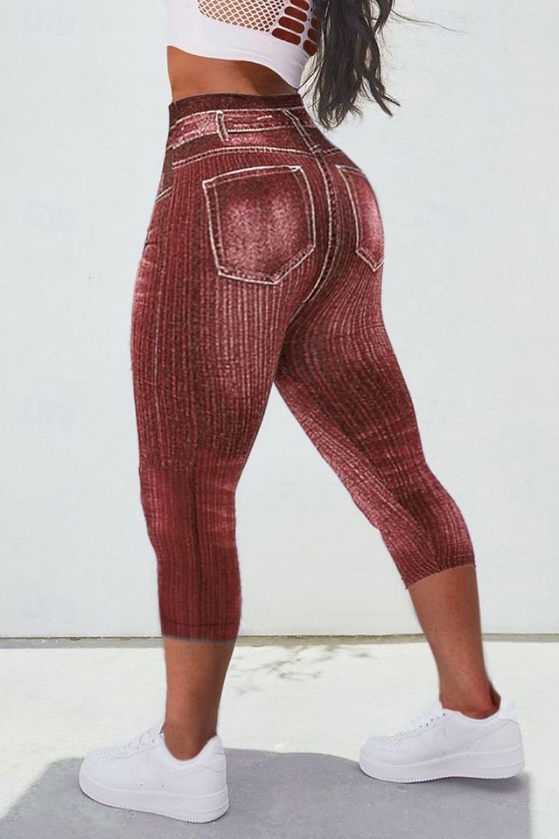 Dámské legíny capri kalhoty 3D tisk chinos městská móda příležitostné do délky lýtek vysoký pas grafický tisk pohodlné měkké komfortní elastické venkovní ulice černé červené modré letní úzké 2025 - $13.99 –P6