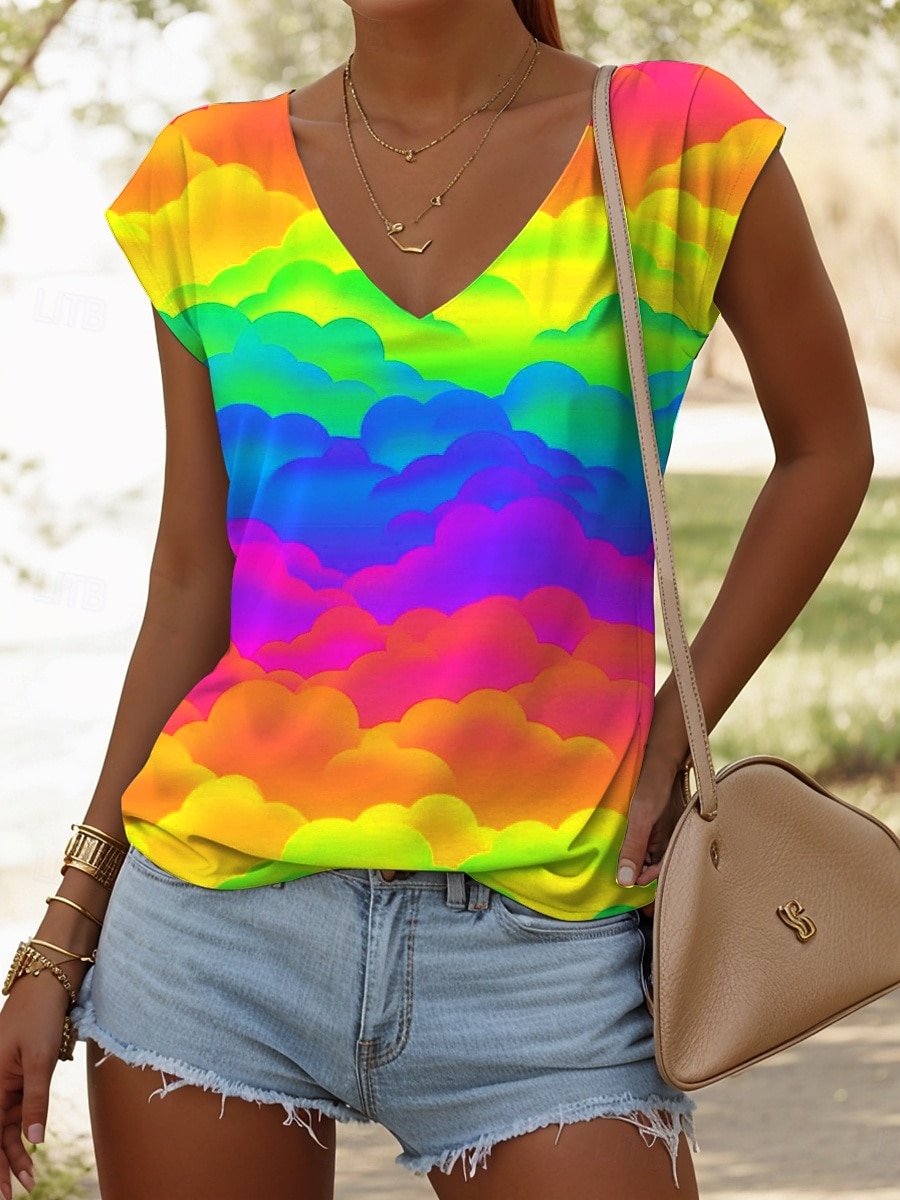 LGBT Pride Parade Pride Raindow Women's Camisole Tank Top Graphic Geometric Vintage Stylish Casual Sleeveless V Neck Regular Tops Daily Vacation Wear Print Blue Purple Orange Summer Spring 2025 - $17.99 –P1