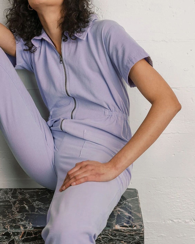 Damen Normal Overall Streetwear Einfarbig Kurzarm Hemdkragen Reißverschluss Ausgehen Wochenende Normale Passform Blau Schwarz Rosa Sommer 2026 - $31.99 –P4