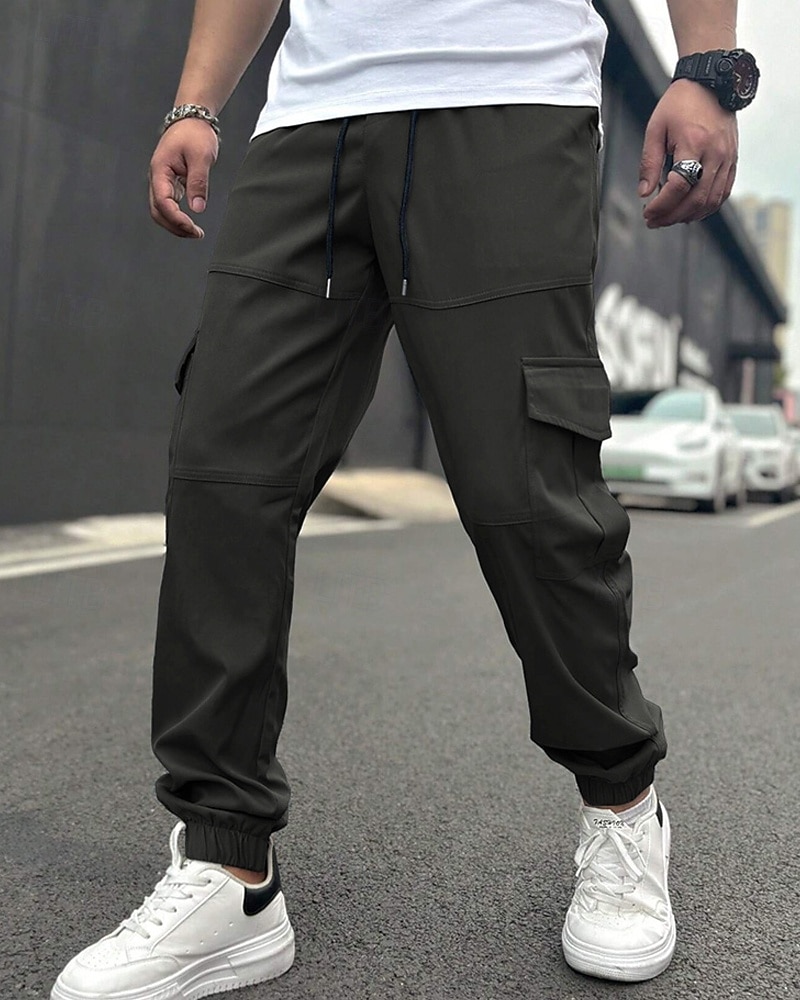 Men's Cargo Pants Trousers Drawstring Elastic Waist Multi Pocket Plain Wearable Daily Outdoor Camping & Hiking Fashion Classic Navy Blue Khaki 2026 - $27.99 –P8