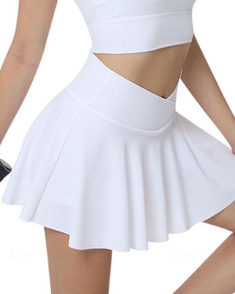 Per donna Tinta unita Gonna casual Gonne da tennis con pantaloncini Arricciato Traspirante Tennis Golf Pickleball Nero Bianco Rosa Abbigliamento da tennis del 2026 a $25.99 –P7