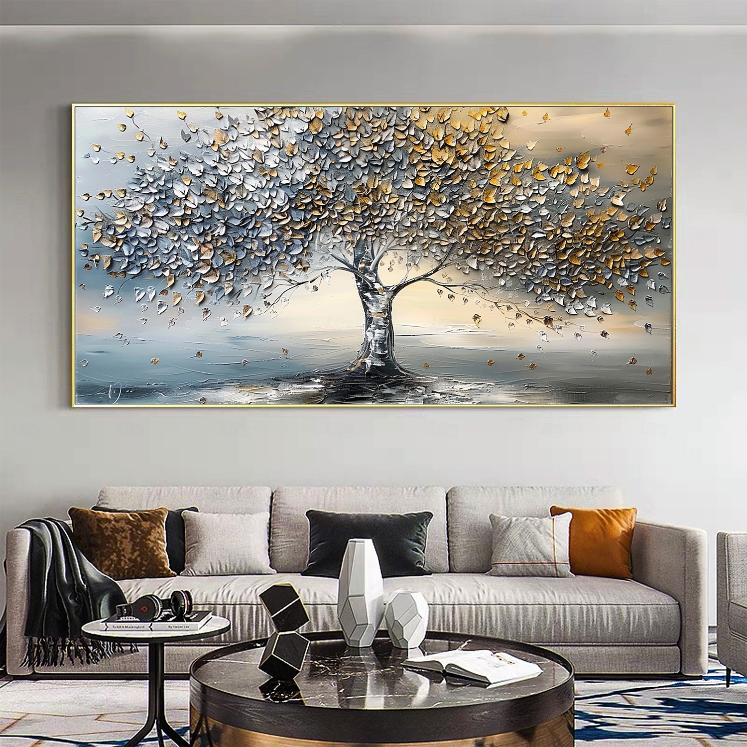 Peinture à l'huile originale faite à la main sur toile représentant un arbre de vie, art mural abstrait pour décoration intérieure, avec cadre tendu, sans cadre intérieur de 2025 ? $141.99 –P1