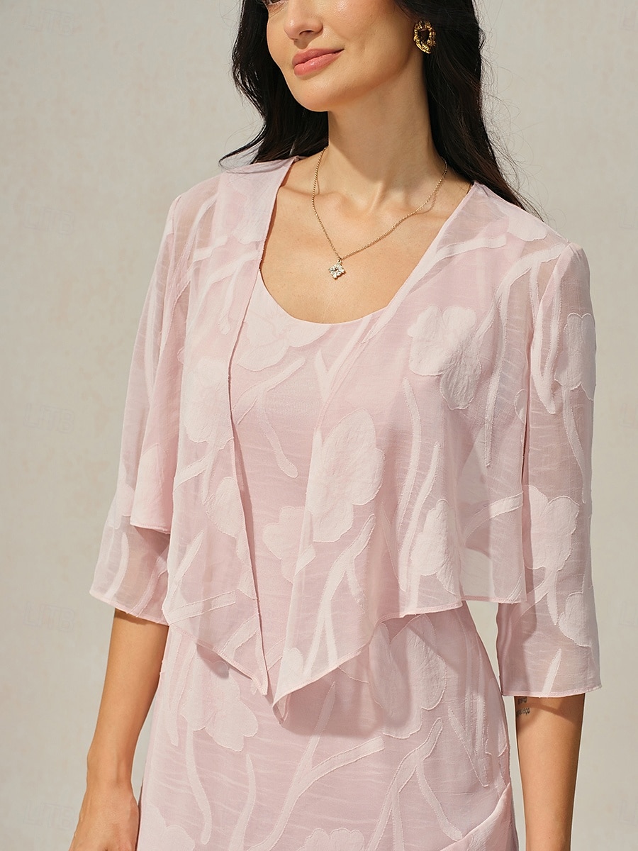 Damskie wzrusza ramionami Jednokolorowe Elegancja Elegancki Podstawowy Rękaw 3/4 Półgolf Asymetryczna Kwadratowy dekolt Crop Topy Gość weselny Ślub na plaży Rumiany róż Lato Wiosna Jesień 2025 - $39.99 –P4
