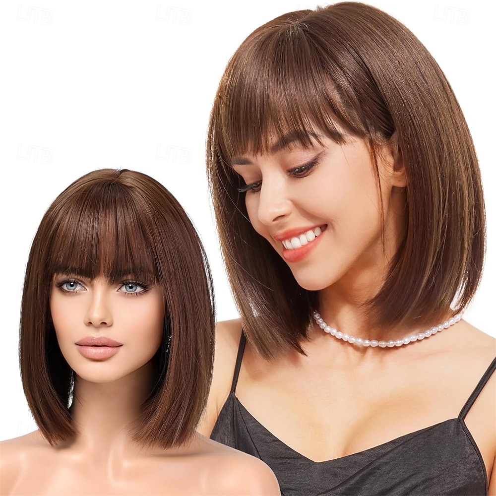 Blond bob paruky pro ženy, syntetická paruka s ofinou 2025 - $25.99 –P4