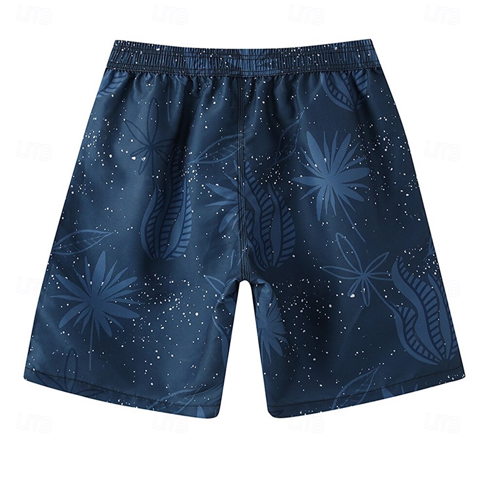 Homens Calção Shorts de praia Com Cordão Gráfico Folha Árvore Respirável Secagem Rápida Comprimento do joelho Ao ar livre Férias Casa Férias Estilo Étnico Azul Marinha Com Stretch de 2025 por $16.49 –P2