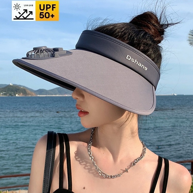 1 Pc Women's USB Rechargeable Fan Hat Sunscreen Hat Beach Vacation Camping Wide brimmed Sunscreen Hat 2025 - $21.99 –P3