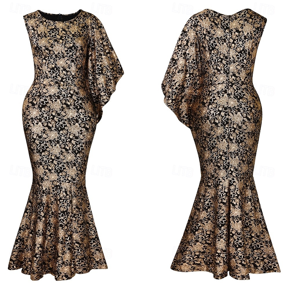 Kleid Mutter der Braut Kleid Elegantes Boot-Ausschnitt Bodenlänges Spitzen Kurzarm mit Pailletten 2025 - $49.99 –P15