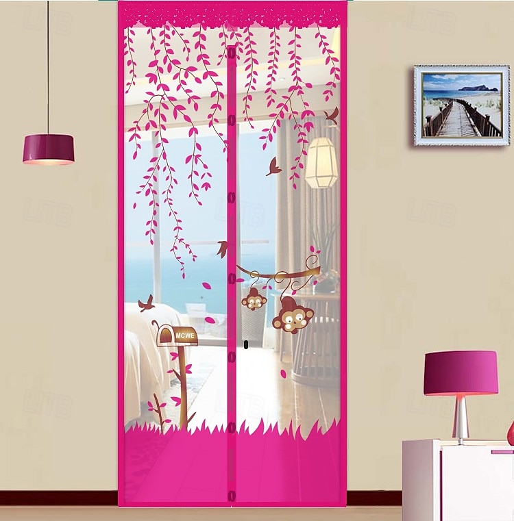 Magnetic Door Screen Mesh Screen Door Magical Mesh Screen Window Door Hands Free Magnetic Door Screen Automatic Closing Summer Curtain Net Floral Pattern 2025 - $13.99 –P7