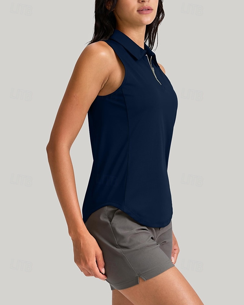 Γυναικεία Μονόχρωμο Πουκάμισο τένις Αμάνικο UPF50+ Γρήγορο Στέγνωμα Τέννις Γκολφ Μπάντμιντον Γιακά με φερμουάρ Μπλουζάκι Μπολύζες Μαύρο Βαθυγάλαζο Πράσινο Ρούχα τένις 2026 - $22.99 –P14