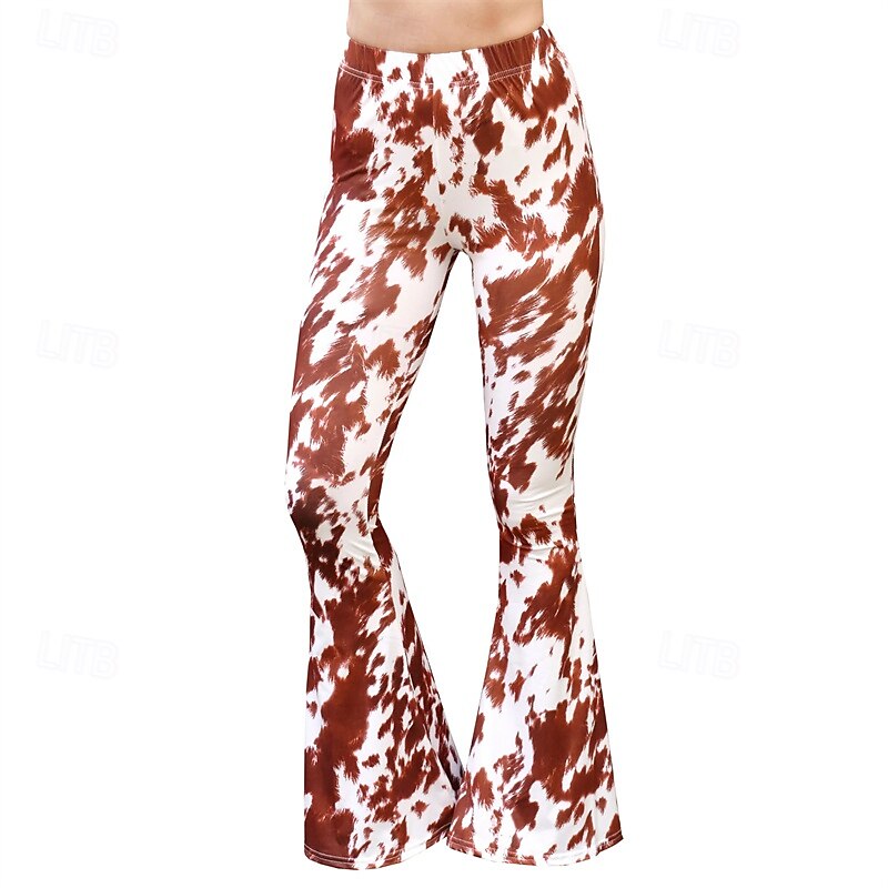 Retró Boho 1970-es évek Bell Bottom Pants fellángoló nadrág Hippi Diszkó Magas derék Állat Női Mindszentek napja Farsang Vakáció zenei fesztivál Fesztivál Felnőttek Nadrágok 2025 - $21.99 –P6