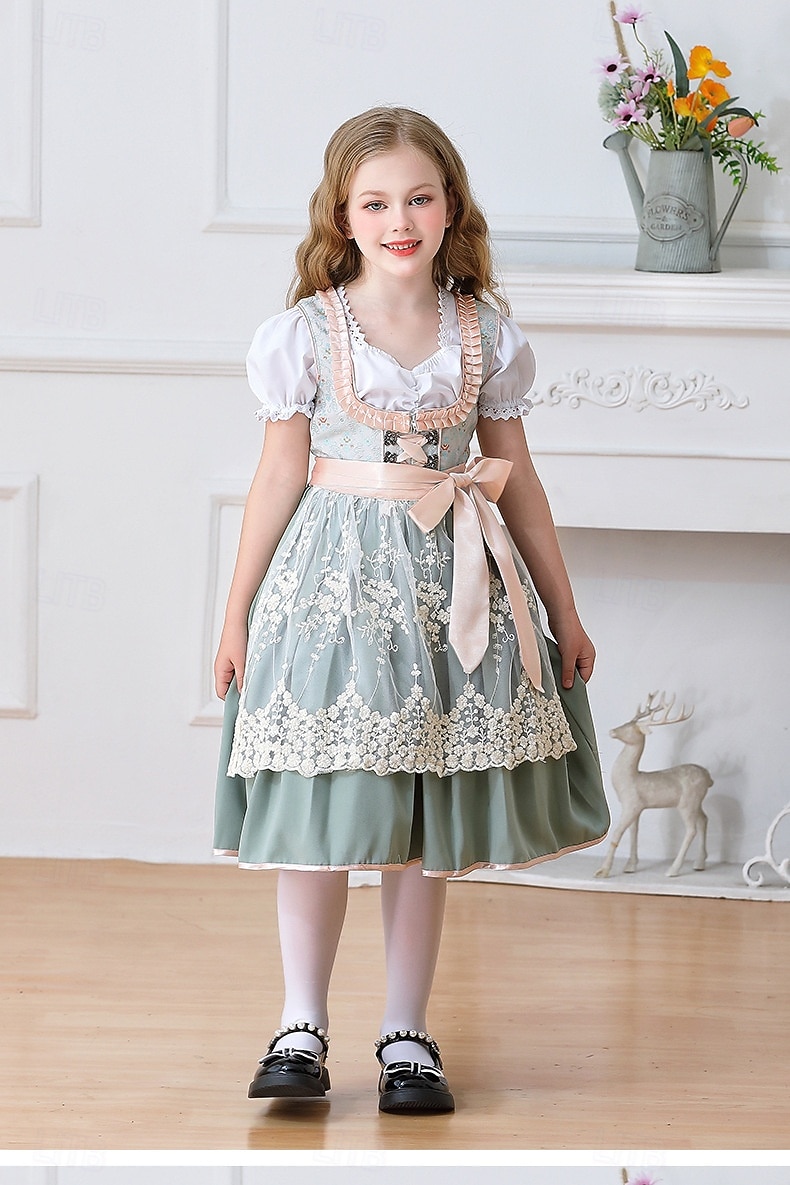 Oktoberfest Encaje Vestidos Delantal Blusa con falda acampanada Mucama bávaro Alemán Munich prados Chica Carnaval Festival de Cerveza Paño de estilo tradicional 2026 - $79.99 –P15