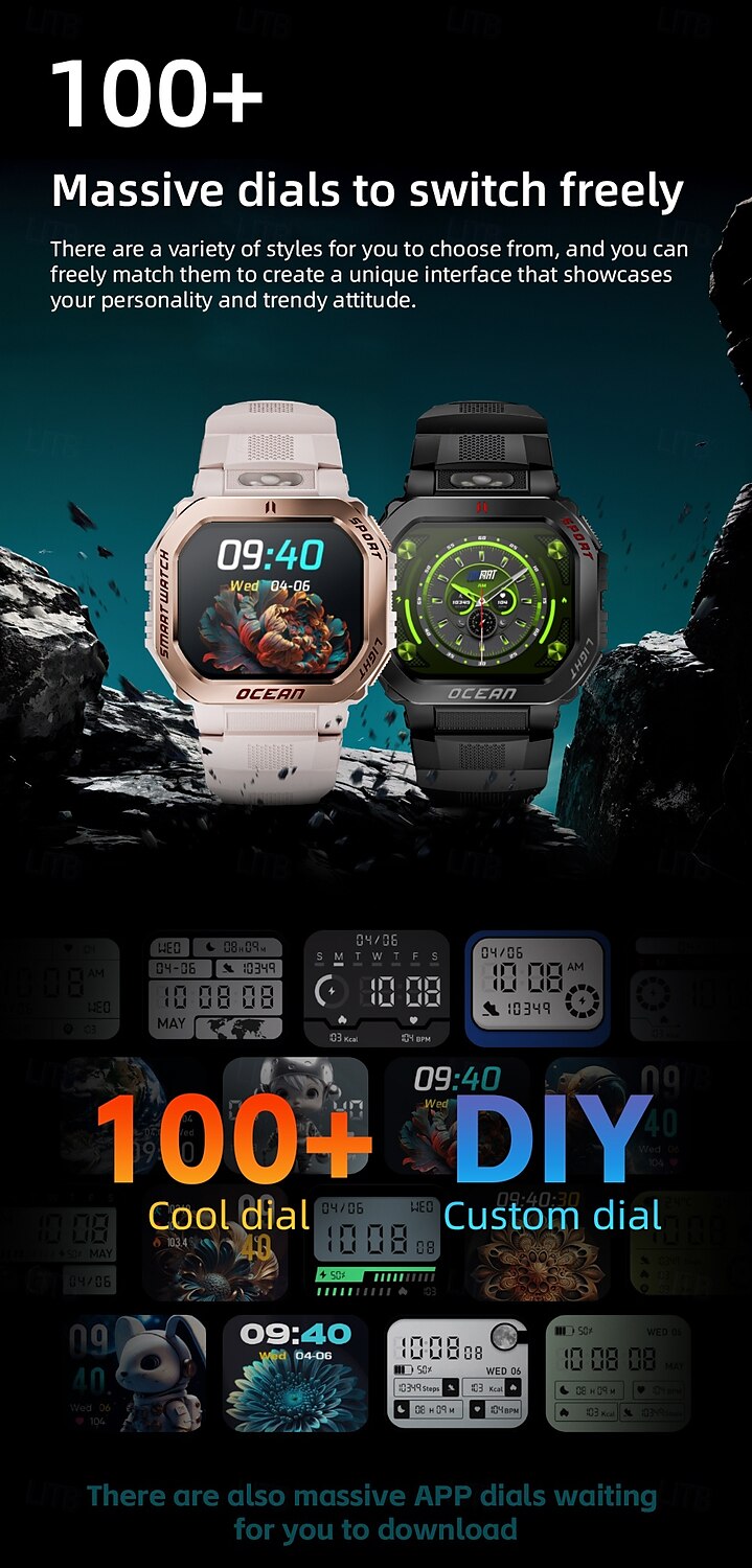 LOKMAT OCEAN GT Умные часы 1.75 дюймовый Смарт Часы Bluetooth Педометр Напоминание о звонке Датчик для отслеживания сна Совместим с Android iOS Женский Мужчины 2025 - $48.99 –P13