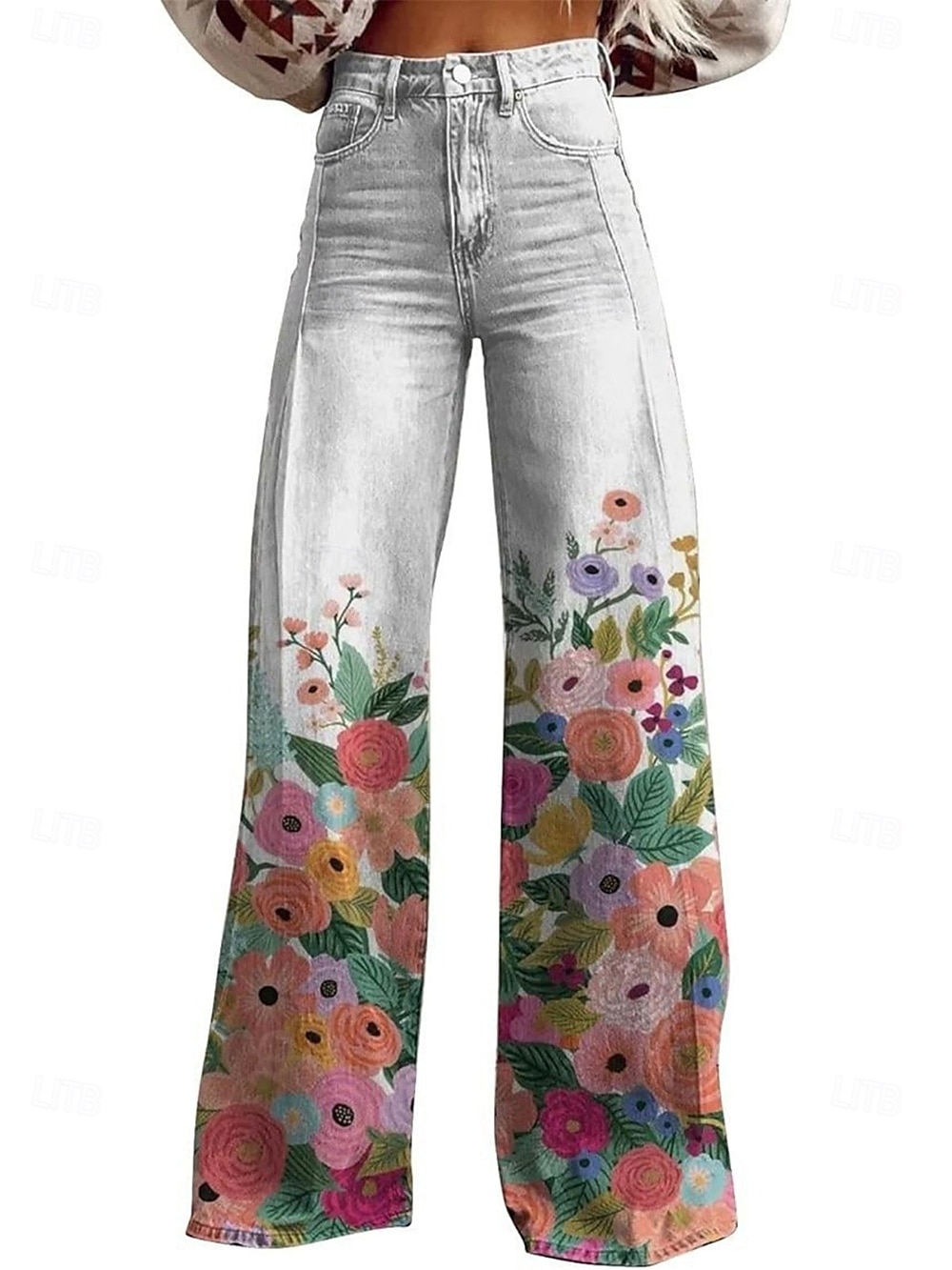 Retro Cikánský 70. léta Kalhoty Široké legované kalhoty Hippie Disko Vysoký pas Květinový Styl falešných džínů Maškarní kostým Dámské Karneval Běžné / Denní hudební festival Retro tematická párty 2025 - $35.99 –P8