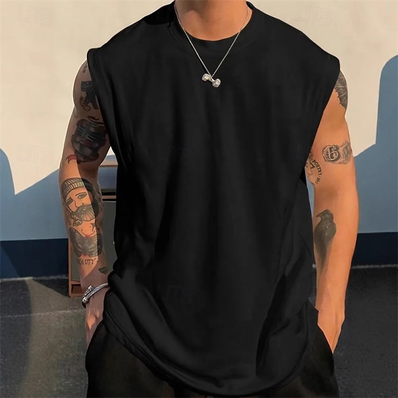 Herren Tank Top Weste Unterhemd Ärmelloses Shirt Ärmellos Rundhalsausschnitt Sommer Einfach Mode Designer Basic Klassisch Urlaub Straße Ausgehen Schwarz Weiß Rosa Top T-Shirt für Herren 2025 - $9.49 –P13